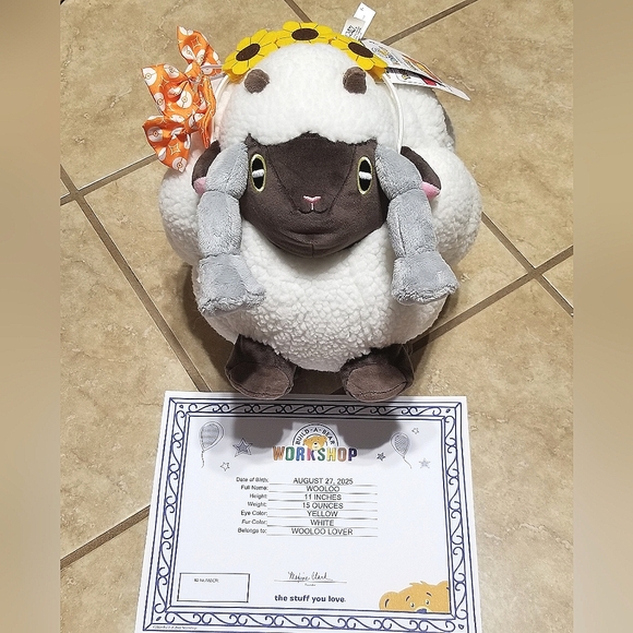 Build A Bear Pokemon Wooloo Plush With Sound, Headband/Bows